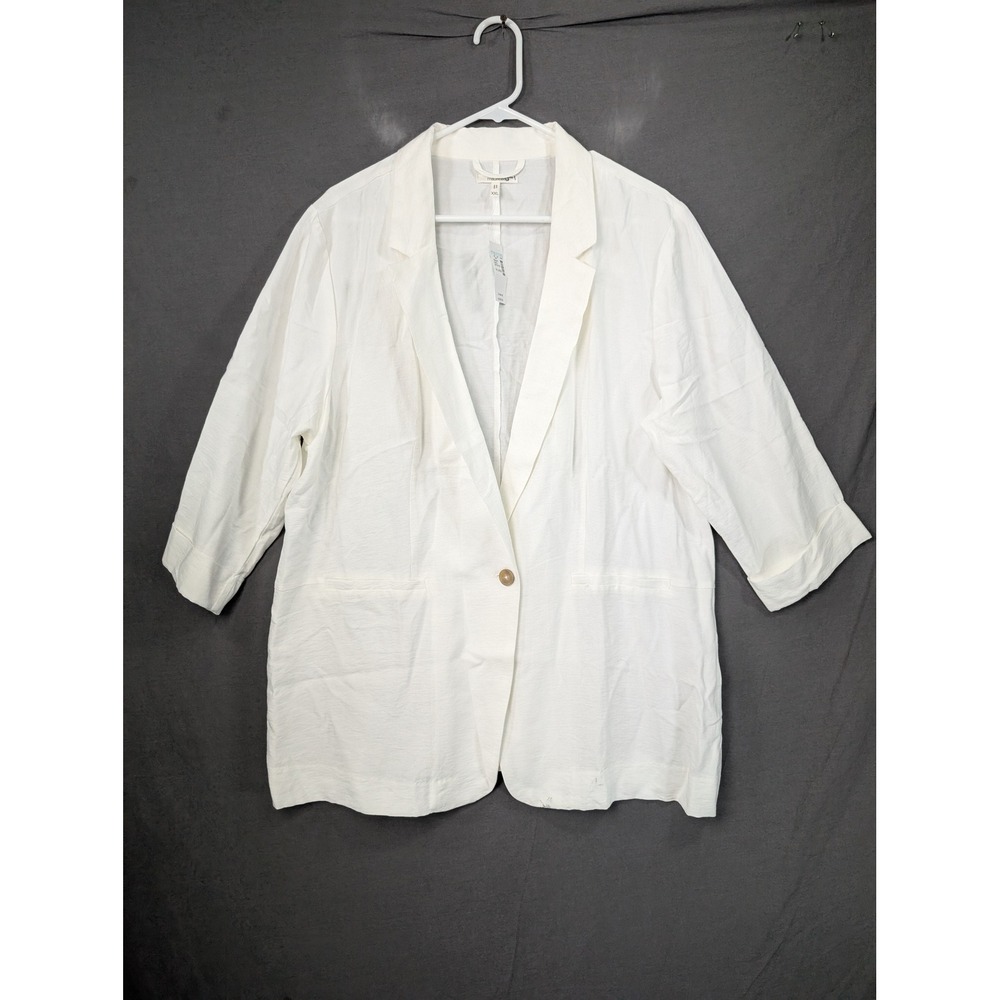 Maurice's Women Ivory Linen Blend 3/4 Sleeve One Button Blazer XXL